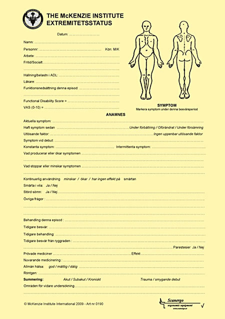 Extremiteter Statusblad på svenska